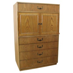 Retro Modern Campaign Style Oak Gentlemen’s Chest by Founders Furniture