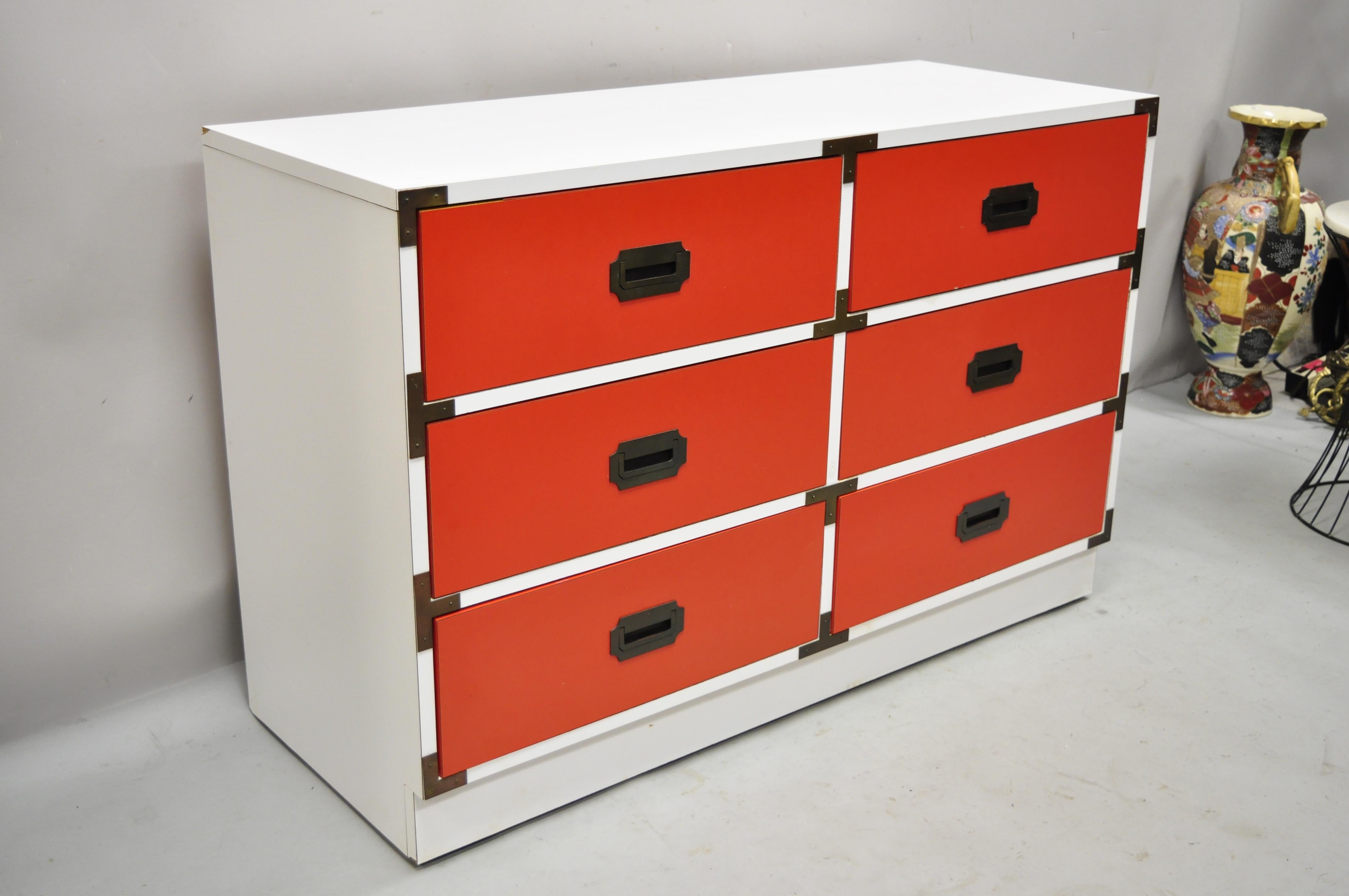 red and white dresser