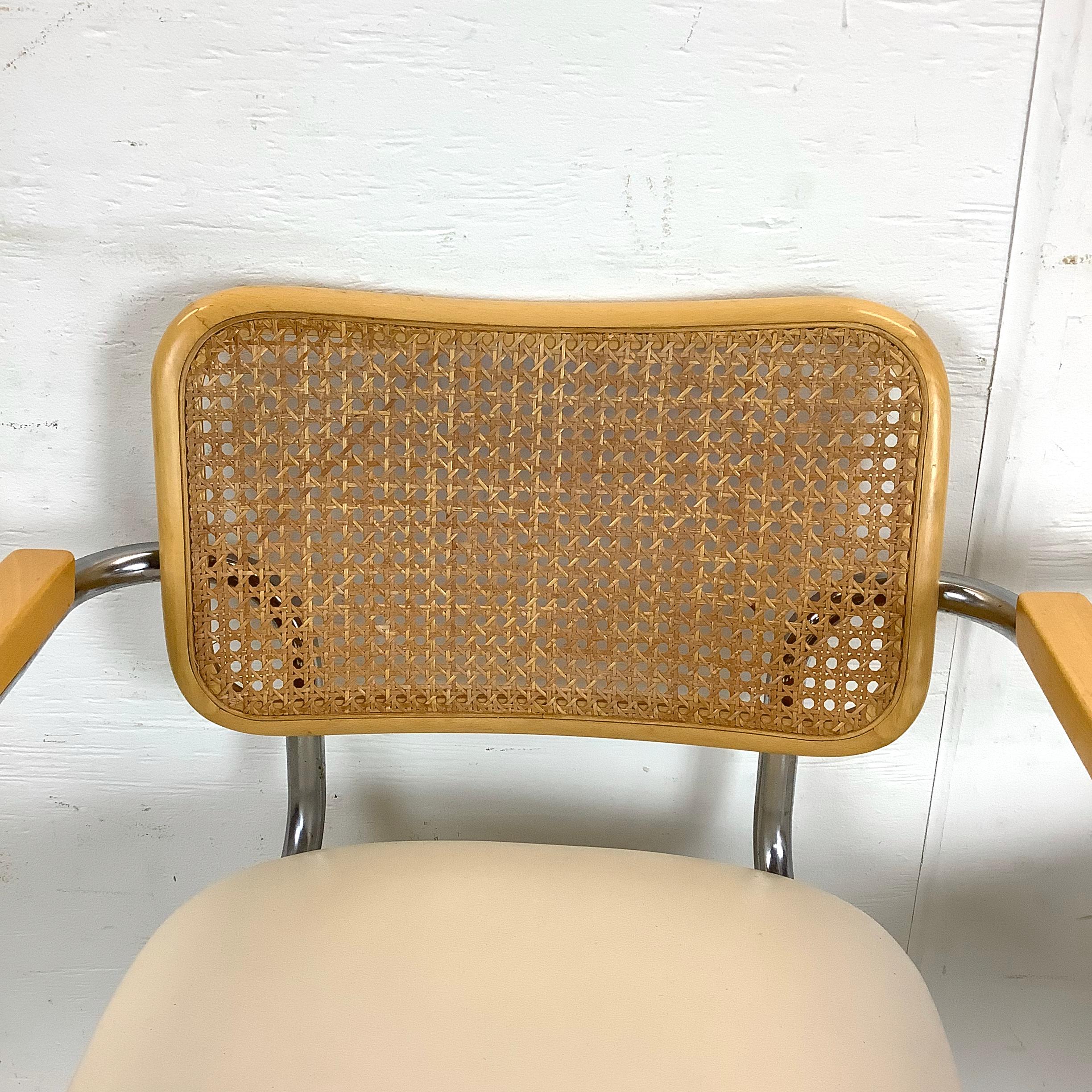 Vintage Modern Cane Back Cantilever Armchairs- set 4 For Sale 7