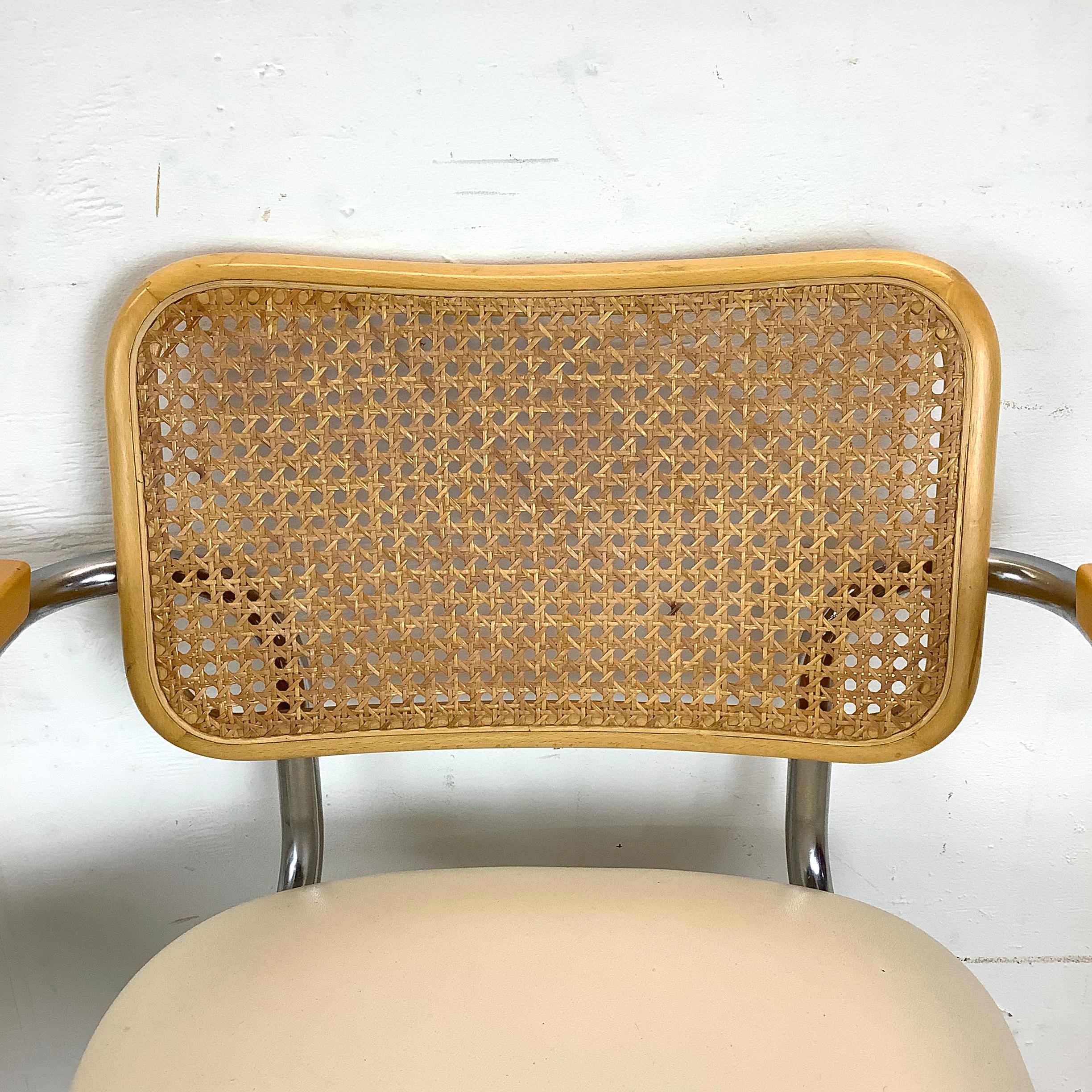 Vintage Modern Cane Back Cantilever Armchairs- set 4 For Sale 8