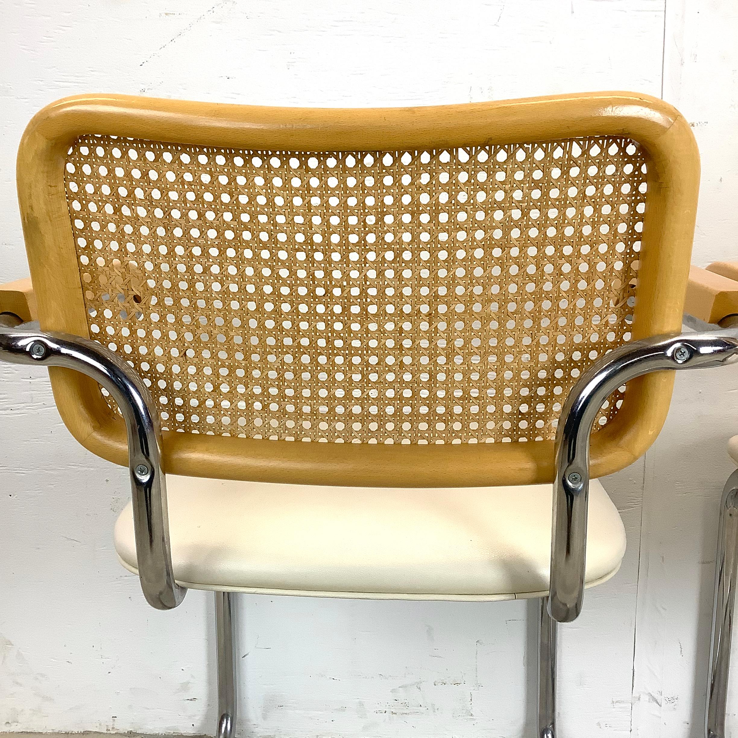 Vintage Modern Cane Back Cantilever Armchairs- set 4 For Sale 12