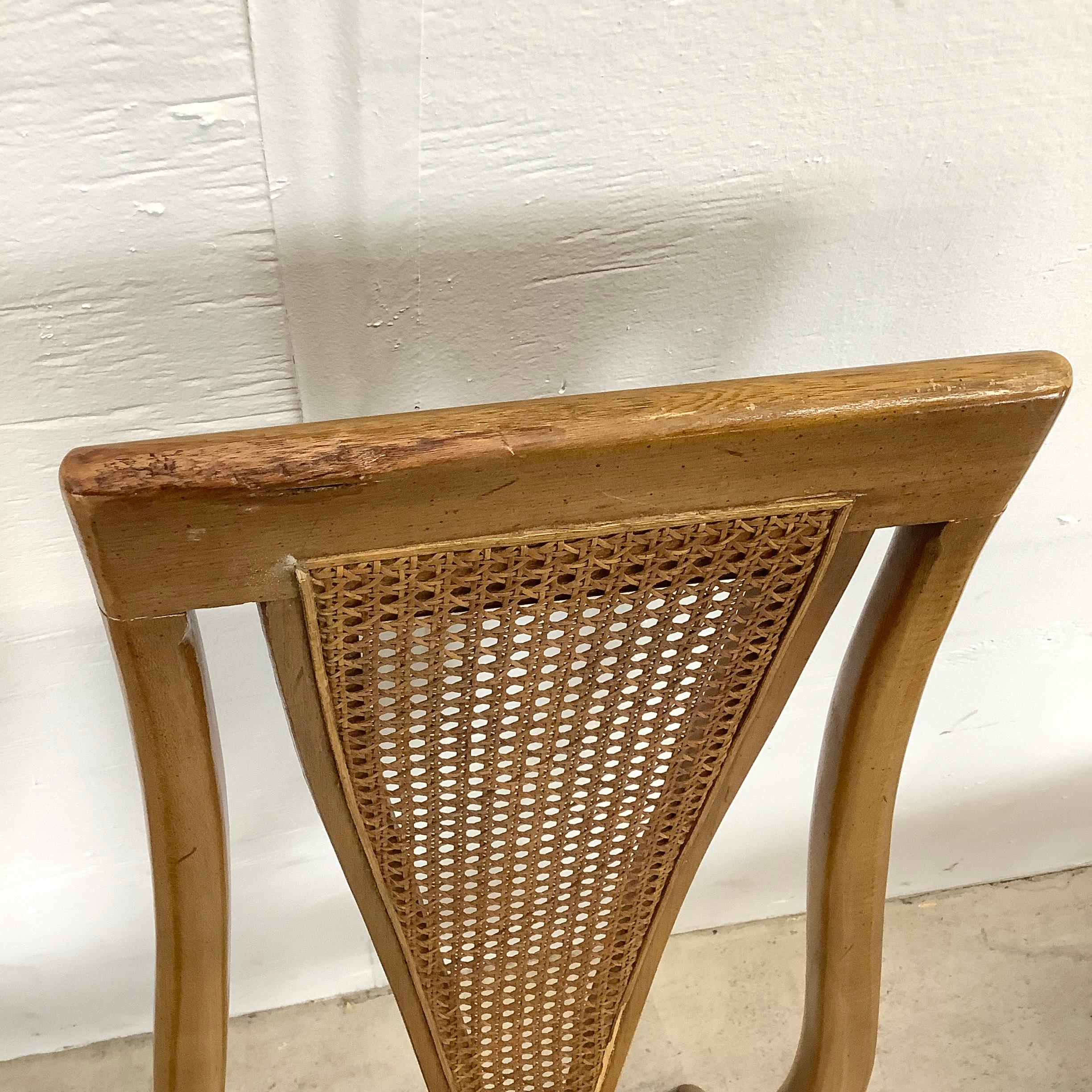Vintage Modern Cane Back Dining Chairs- Set of Six For Sale 8