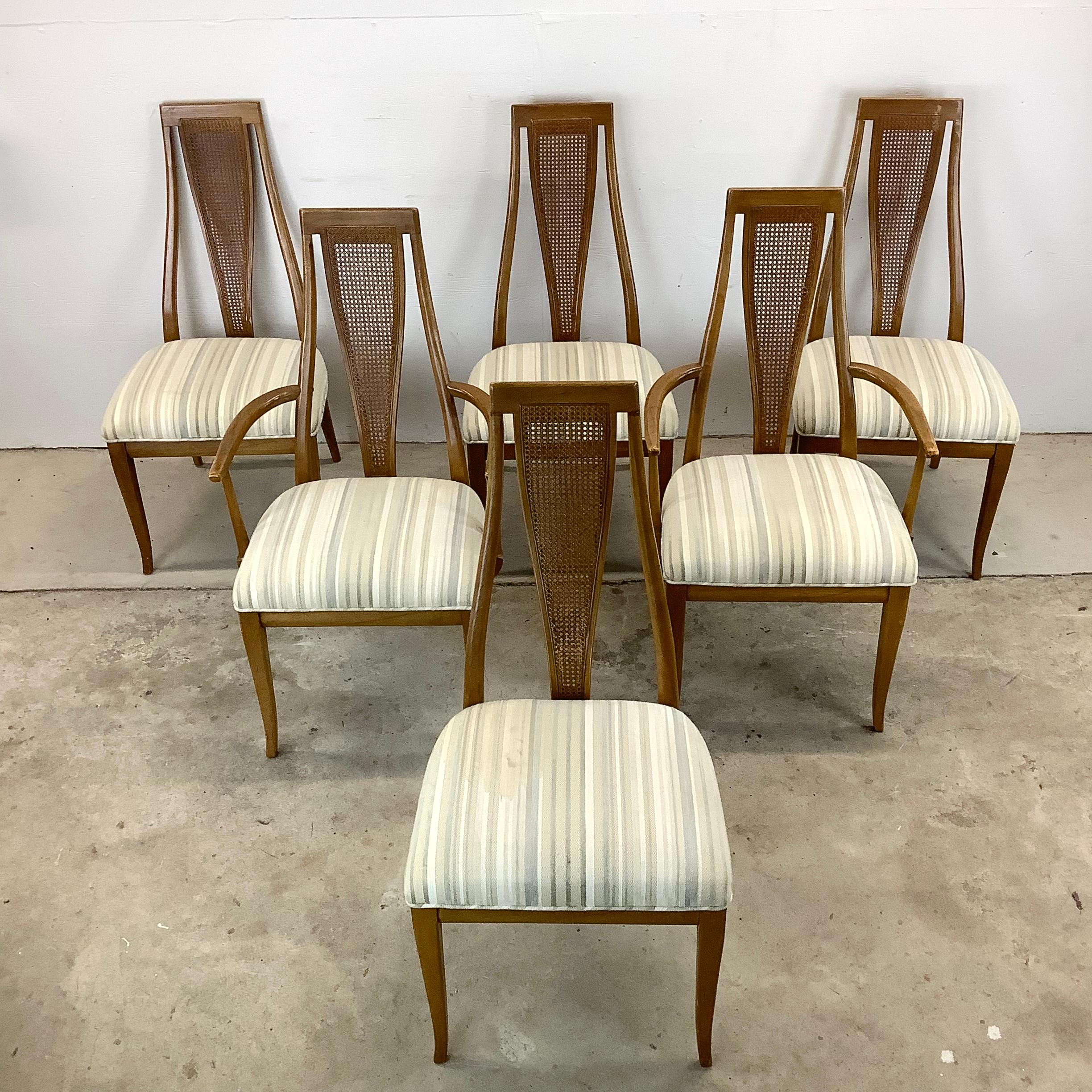 Vintage Modern Cane Back Dining Chairs- Set of Six For Sale 9