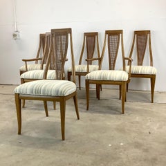 Vintage Modern Cane Back Dining Chairs- Set of Six