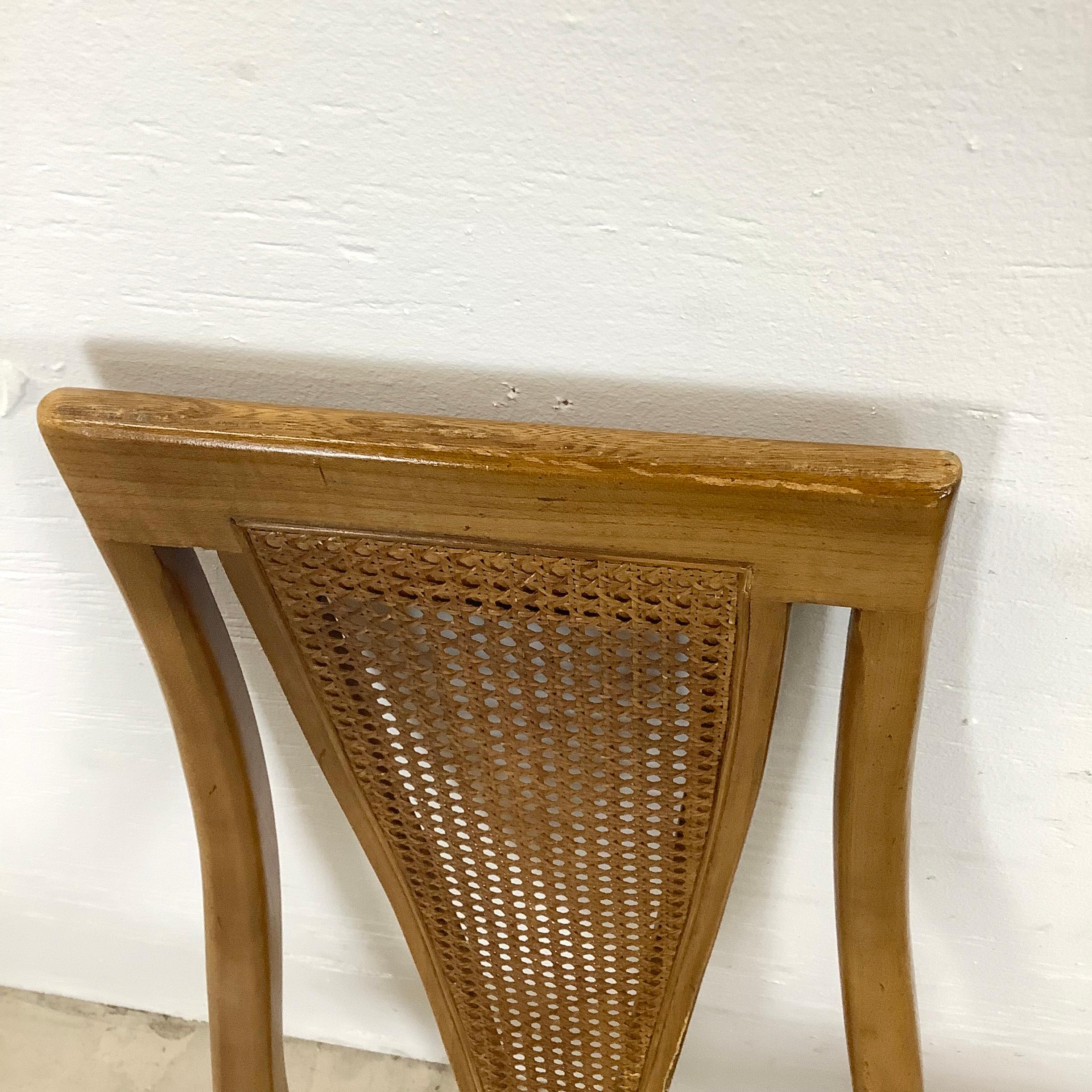 Mid-Century Modern Vintage Modern Cane Back Dining Chairs- Set of Six For Sale