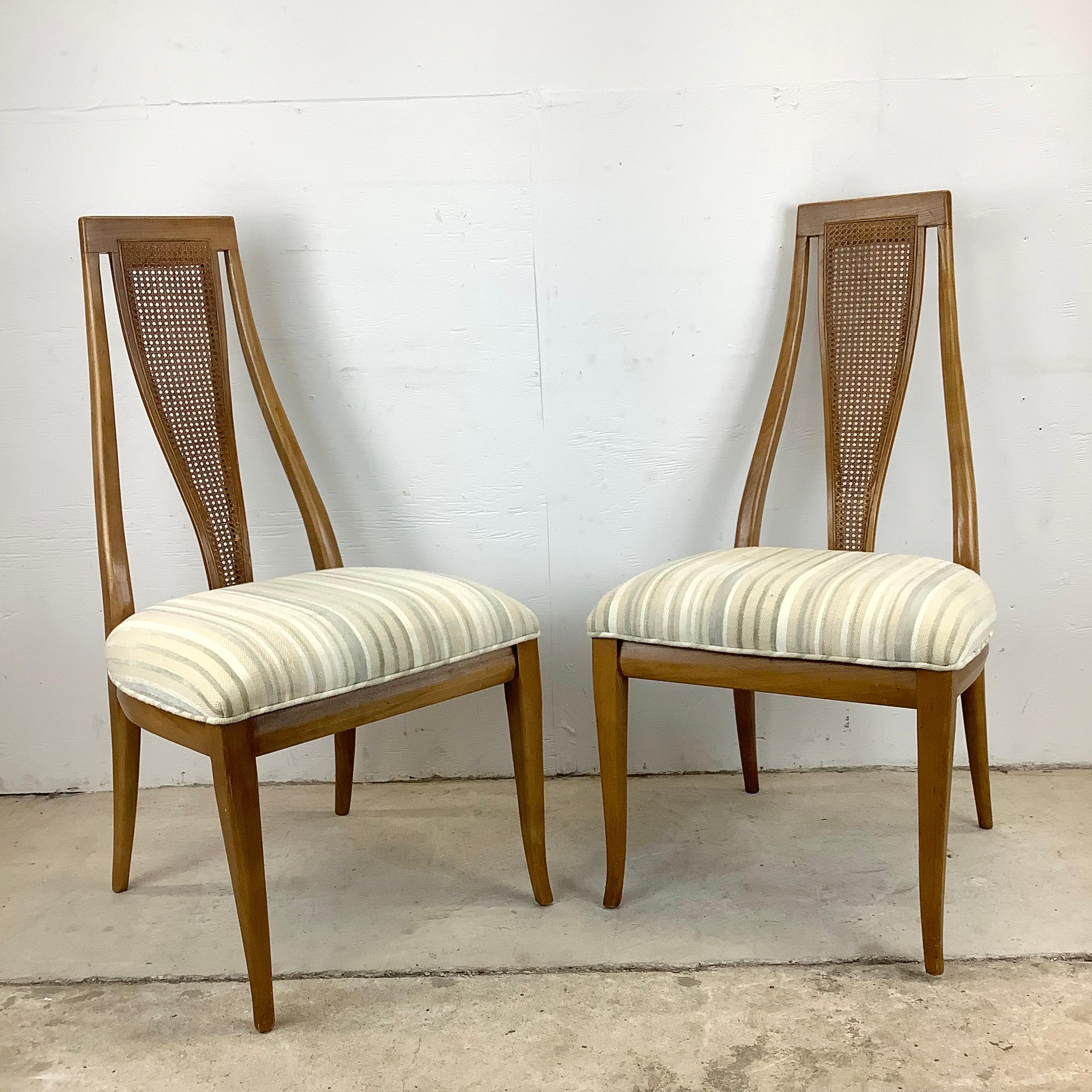 Unknown Vintage Modern Cane Back Dining Chairs- Set of Six For Sale