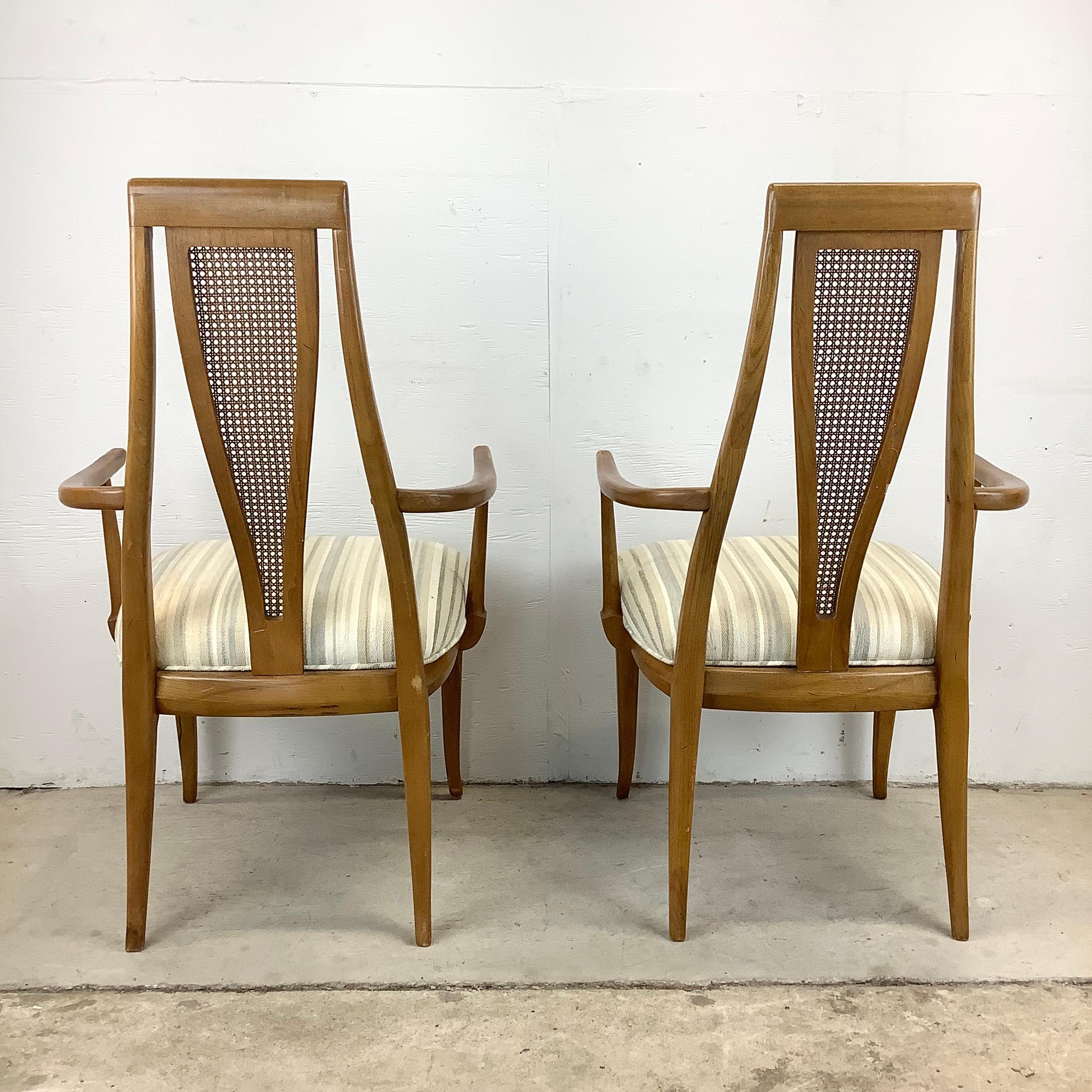 20th Century Vintage Modern Cane Back Dining Chairs- Set of Six For Sale