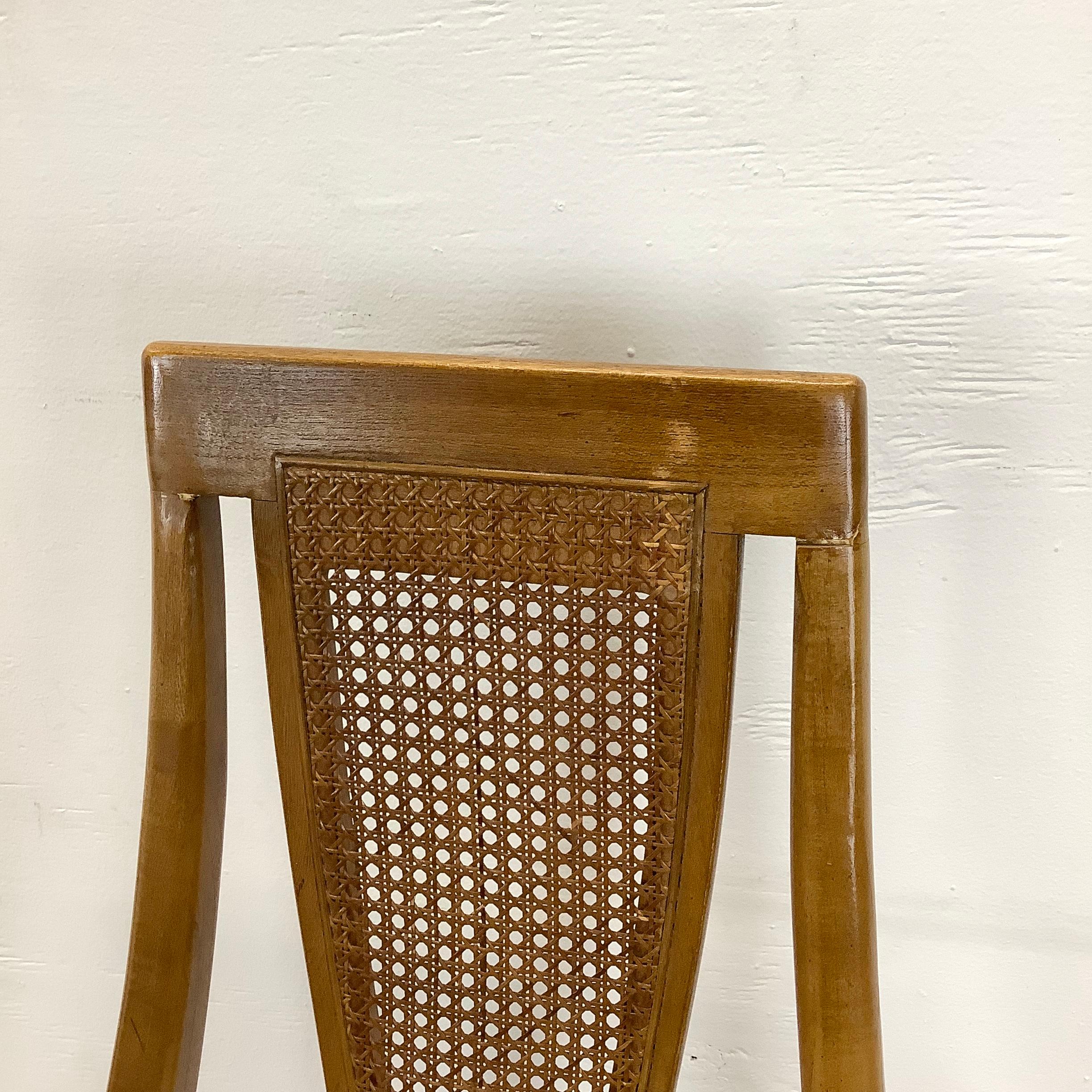 Vintage Modern Cane Back Dining Chairs- Set of Six For Sale 1