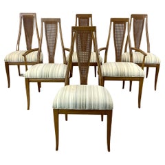 Vintage Modern Cane Back Dining Chairs- Set of Six
