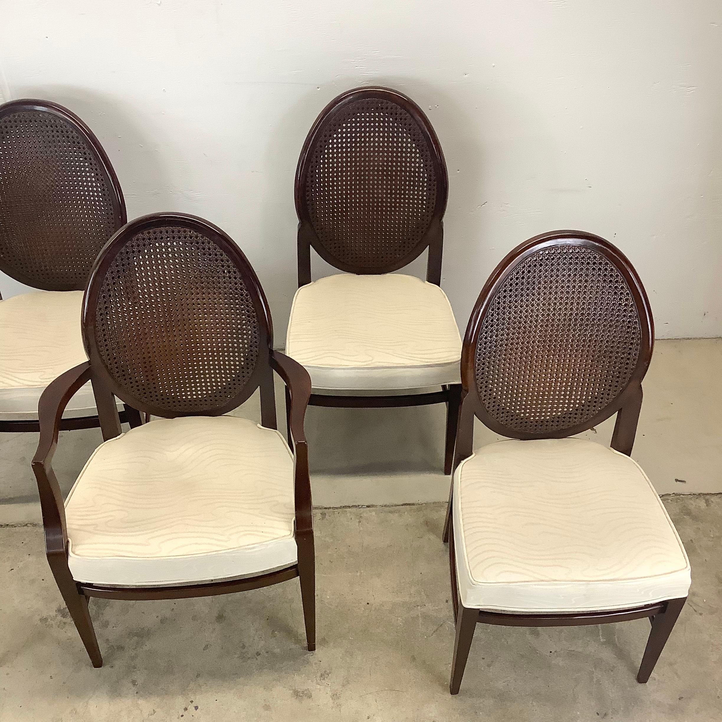 Regency Vintage Modern Cane Back Dining Chairs- set Six For Sale