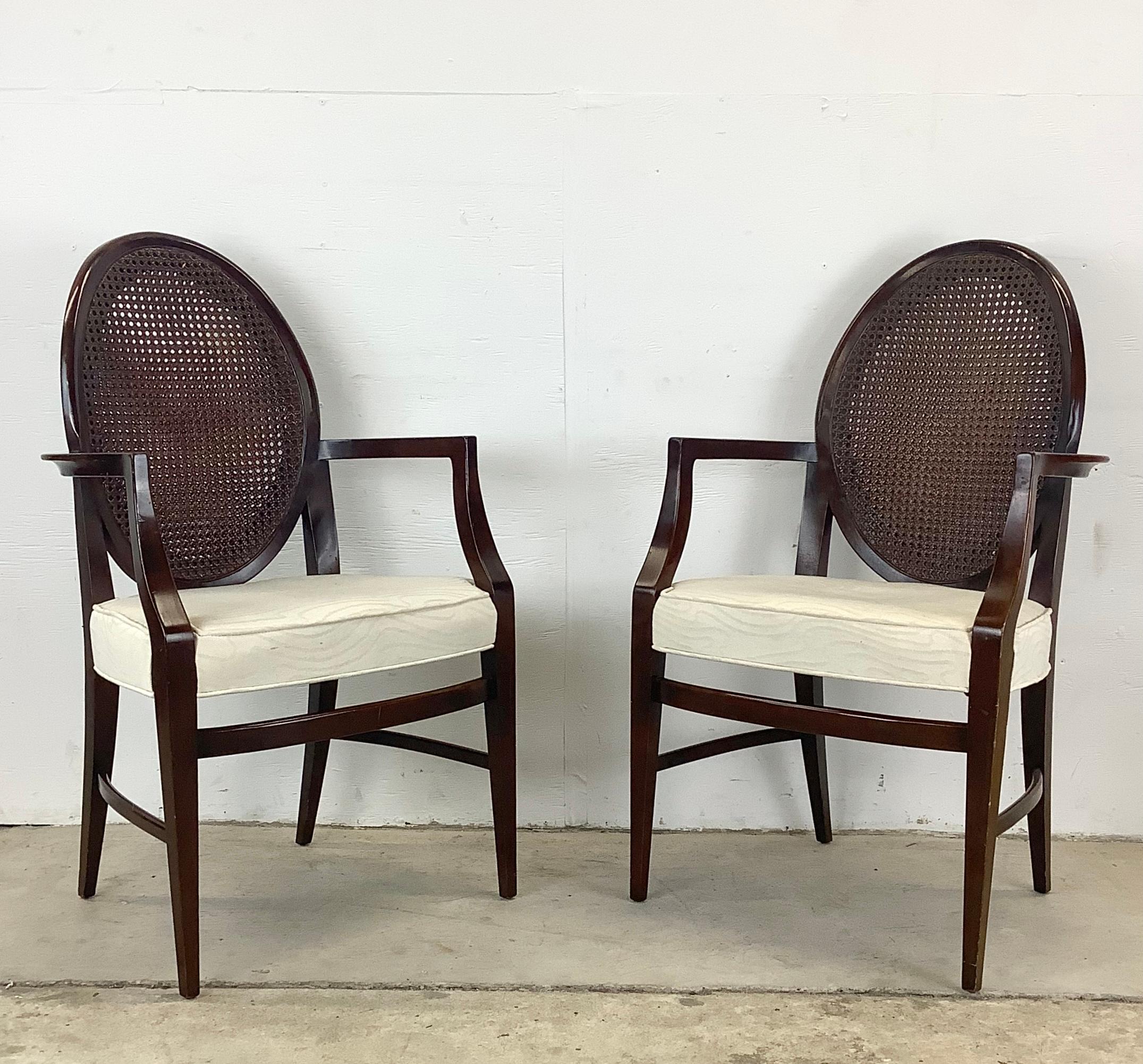 Unknown Vintage Modern Cane Back Dining Chairs- set Six For Sale
