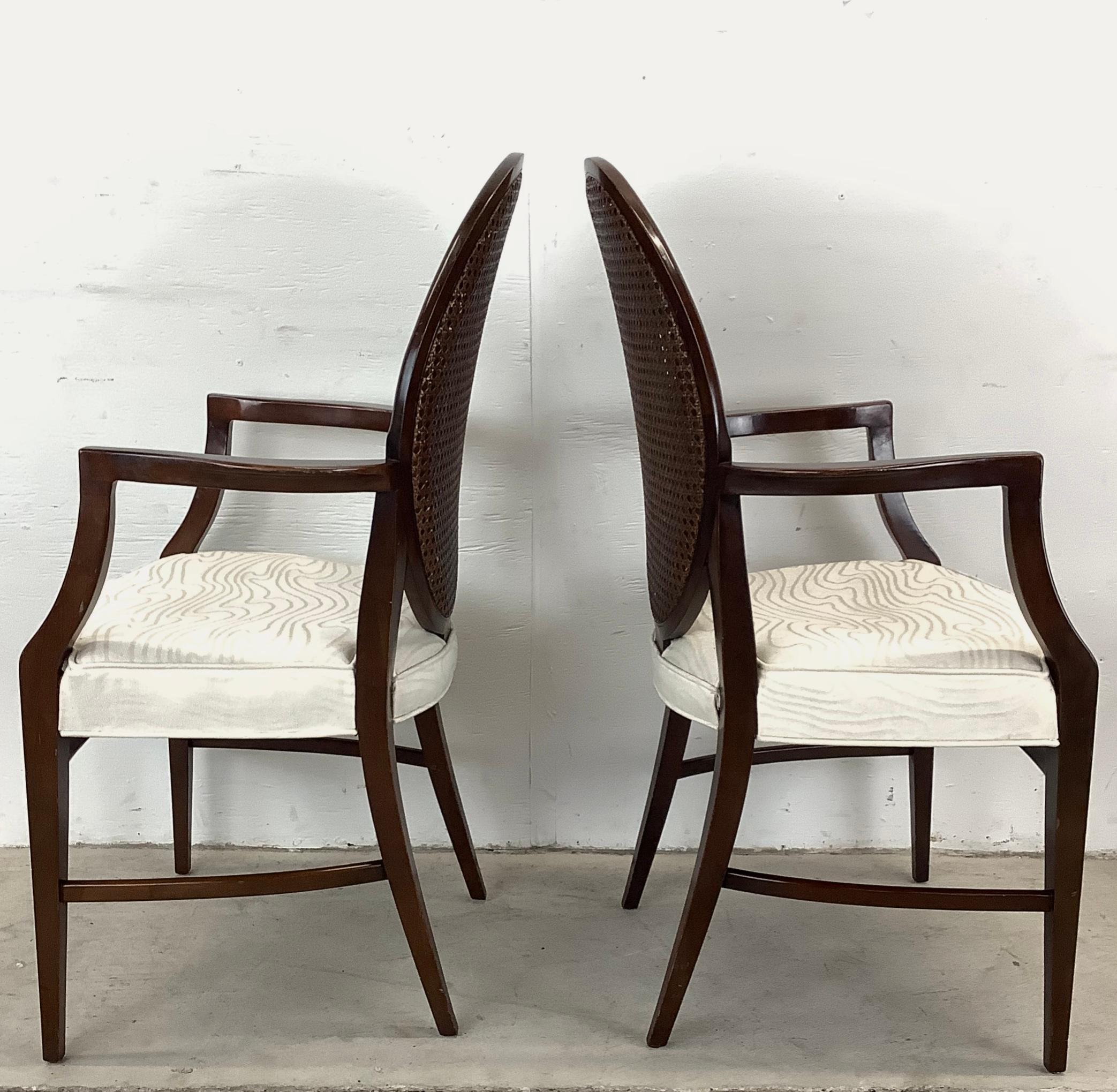 Vintage Modern Cane Back Dining Chairs- set Six In Good Condition For Sale In Trenton, NJ