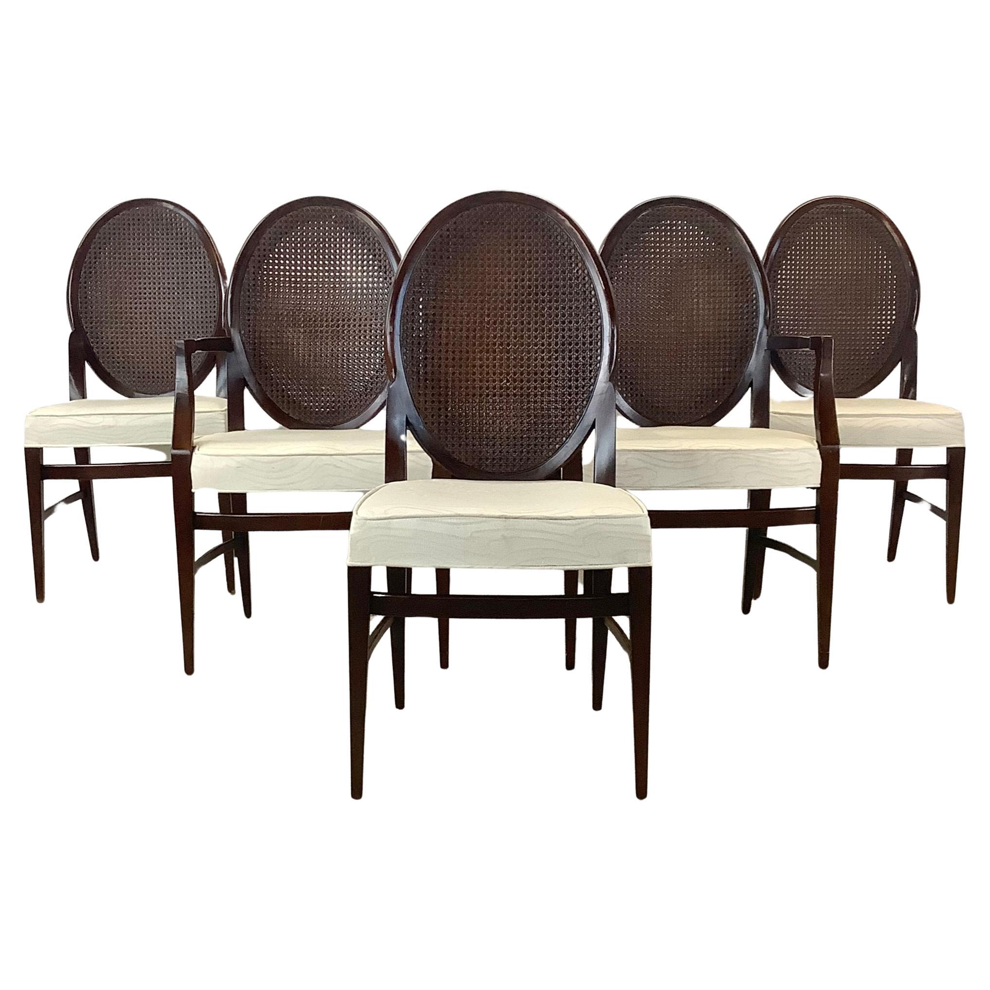 Vintage Modern Cane Back Dining Chairs- set Six For Sale