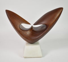 Vintage Modern Carved Teak Sculpture