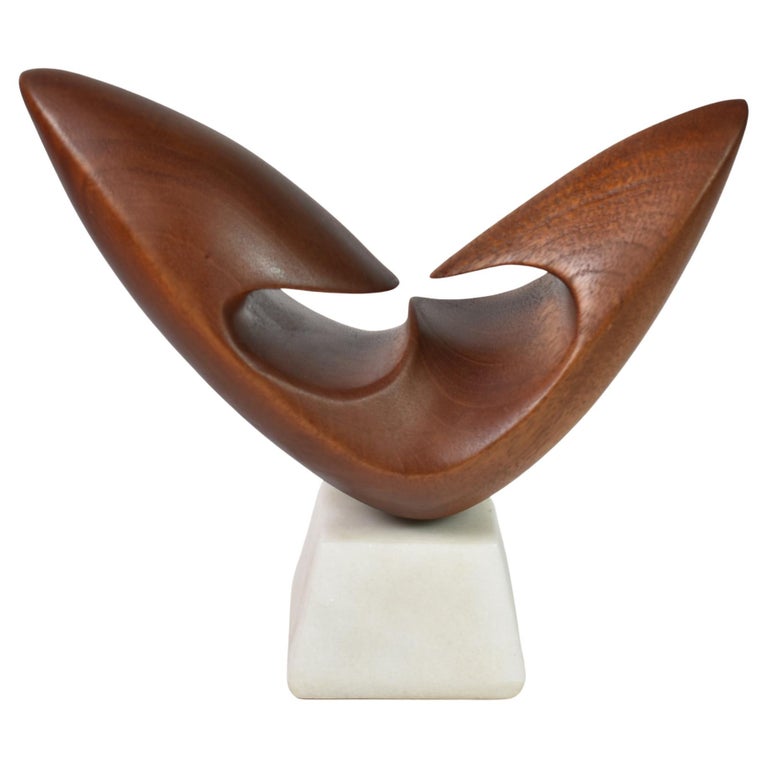 Vintage Modern Carved Teak Sculpture For Sale at 1stDibs