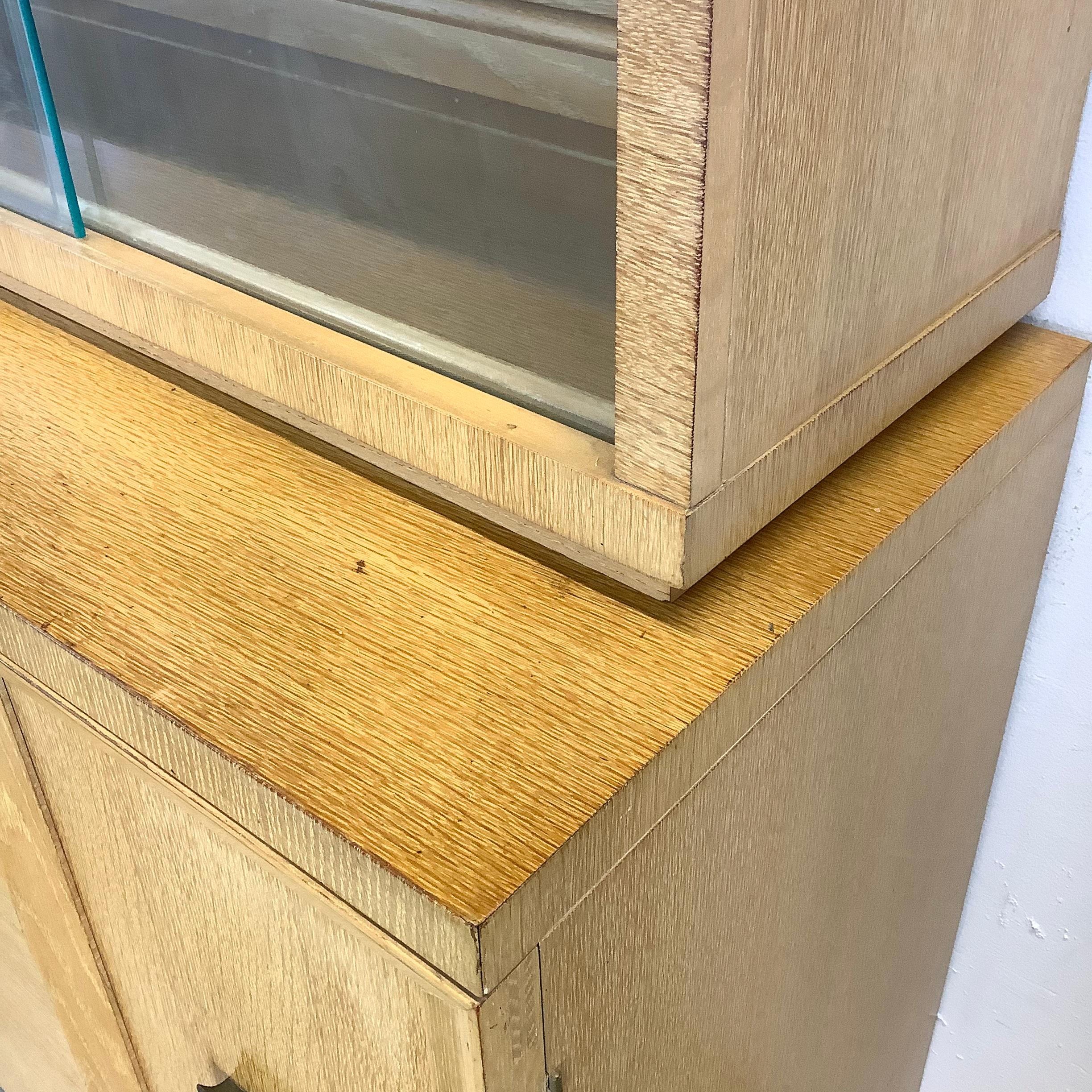 Vintage Modern China Cabinet In Blonde Oak For Sale 3
