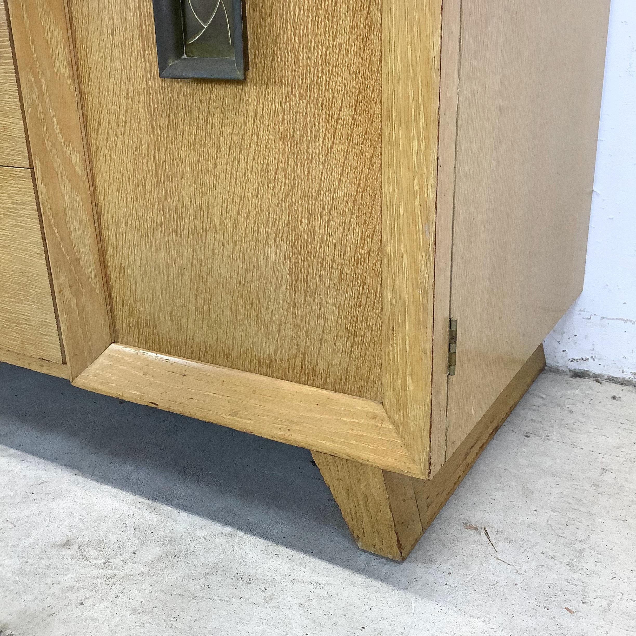 Vintage Modern China Cabinet In Blonde Oak For Sale 11