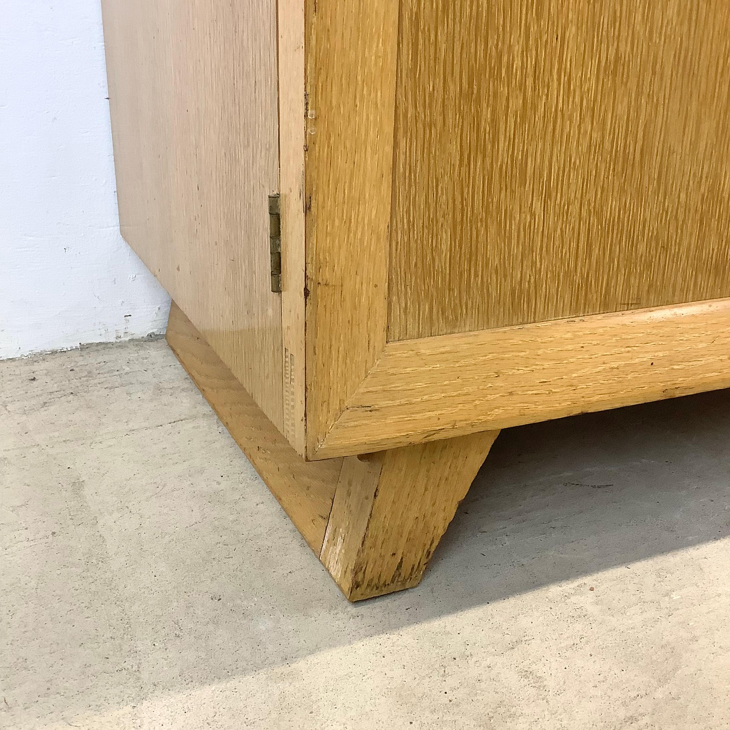 Vintage Modern China Cabinet In Blonde Oak For Sale 1