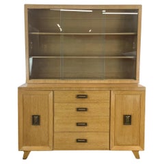 Vintage Modern China Cabinet In Blonde Oak