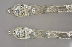 Vintage Modern Christmas Santa Claus Silver Plated Salad Serving Fork & Spoon