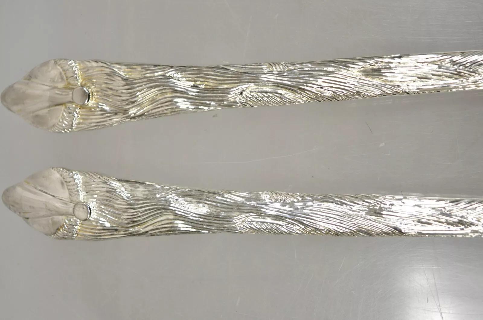 Vintage Modern Christmas Santa Claus Silver Plated Ensalada Servir Tenedor y Cuchara en venta 1