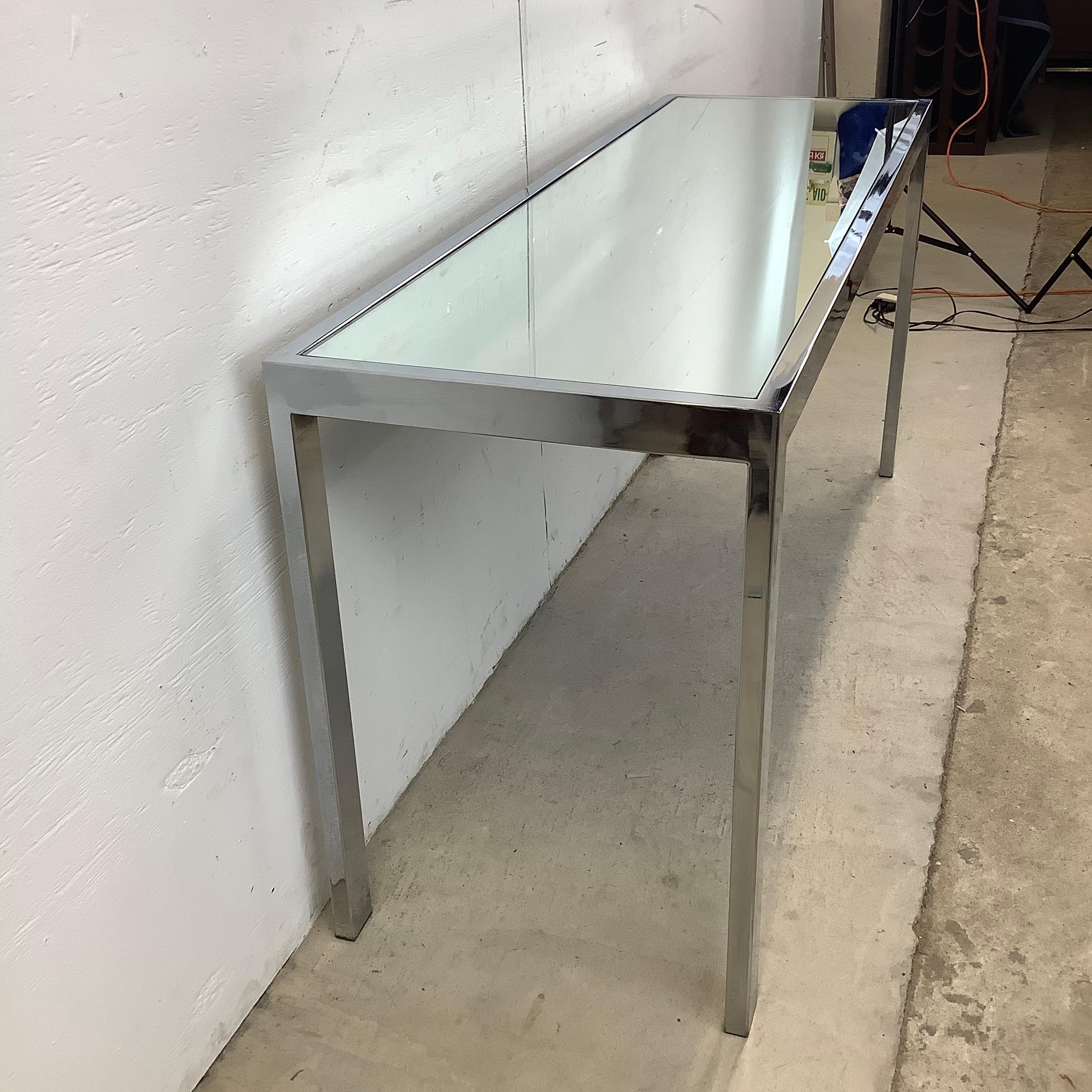 Vintage Modern Chrome and Glass Console Table For Sale 2