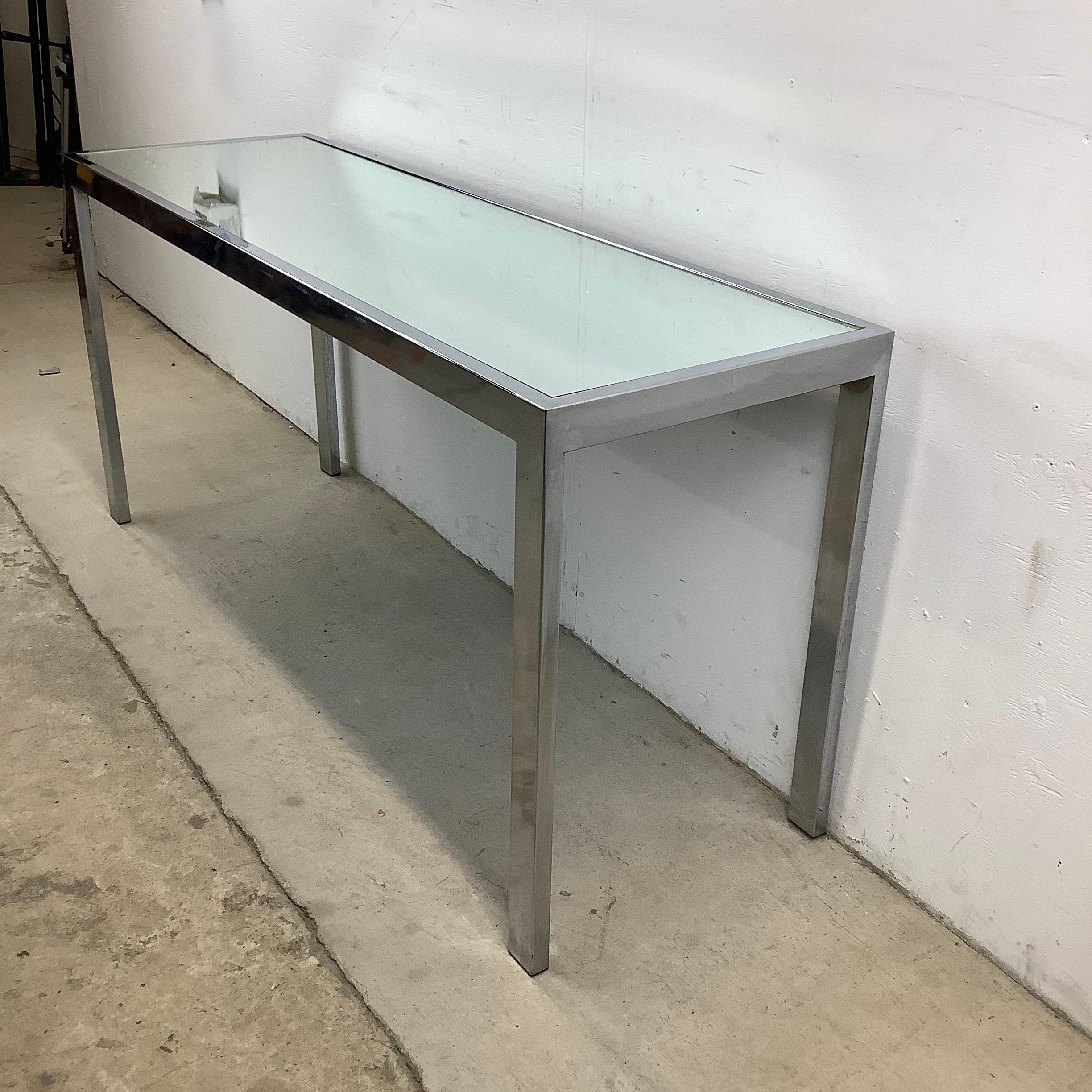 Vintage Modern Chrome and Glass Console Table For Sale 3
