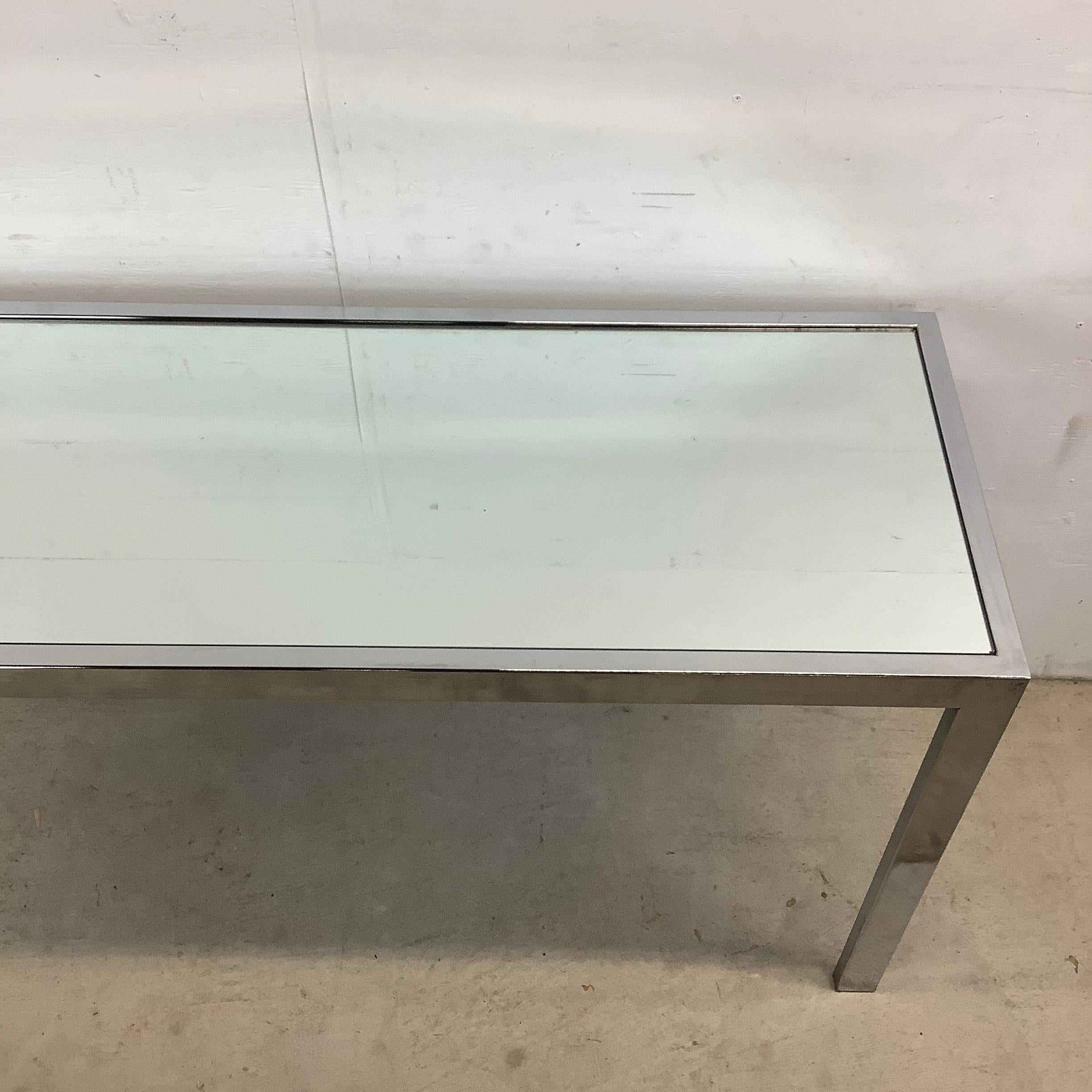 Unknown Vintage Modern Chrome and Glass Console Table For Sale