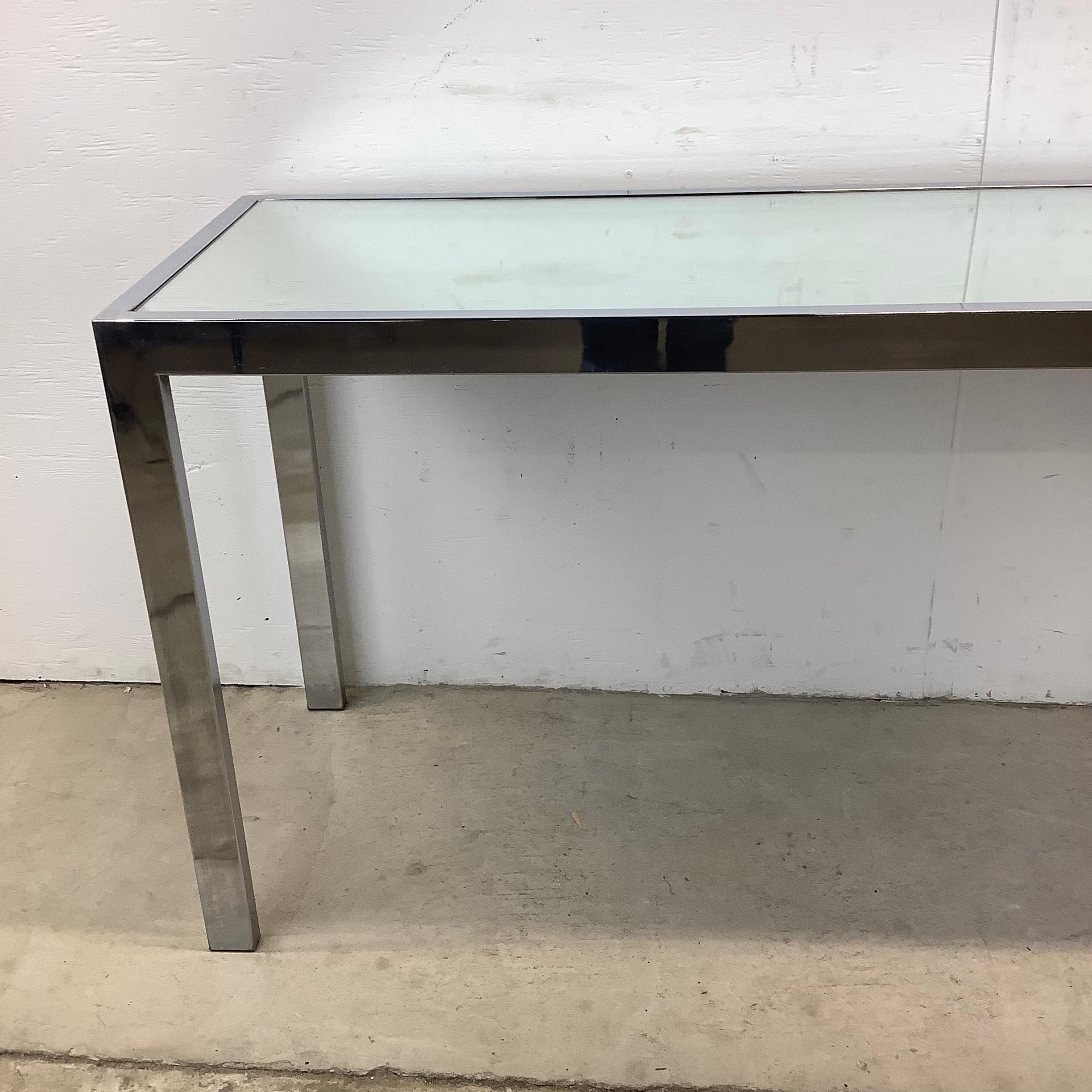 Other Vintage Modern Chrome and Glass Console Table For Sale