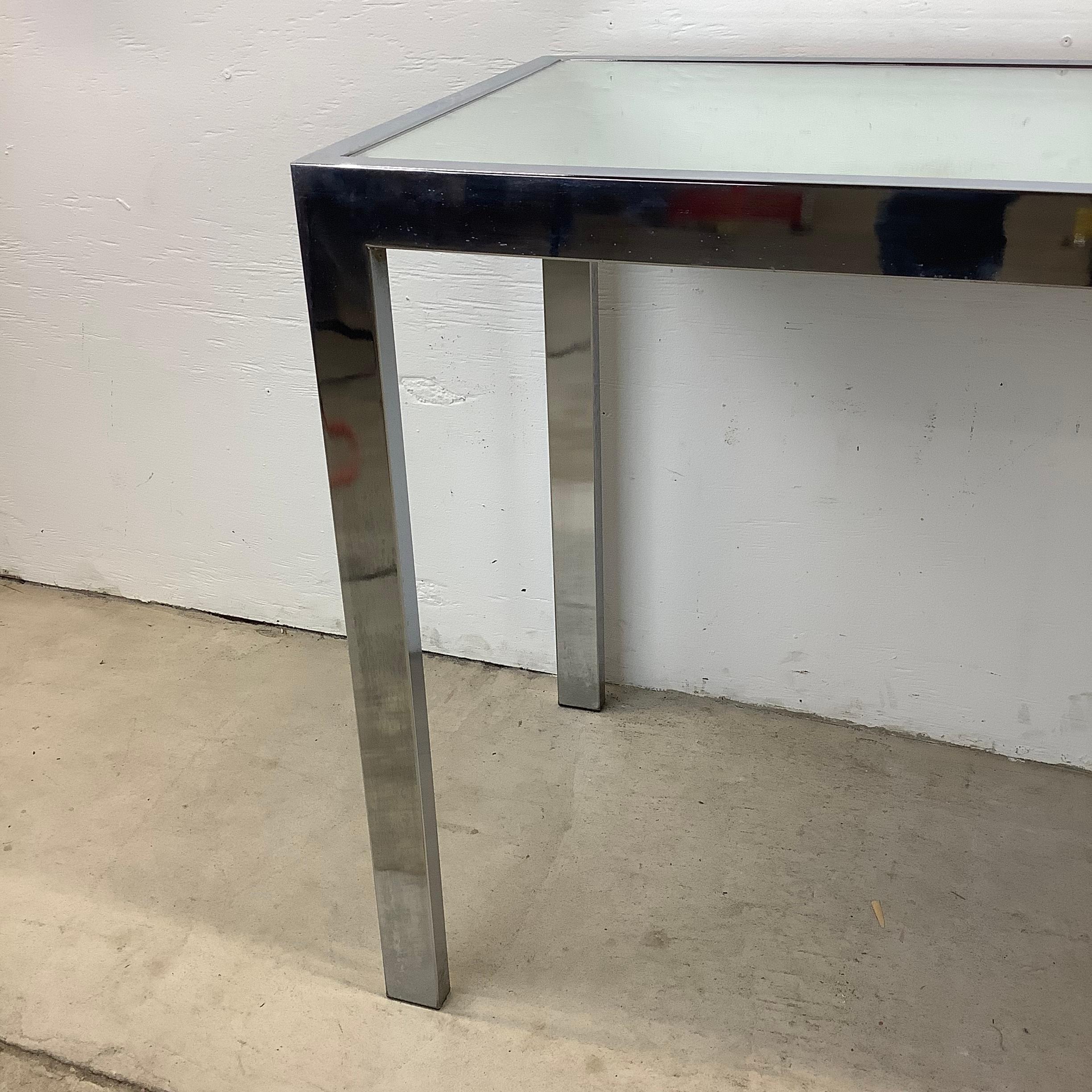 20th Century Vintage Modern Chrome and Glass Console Table For Sale