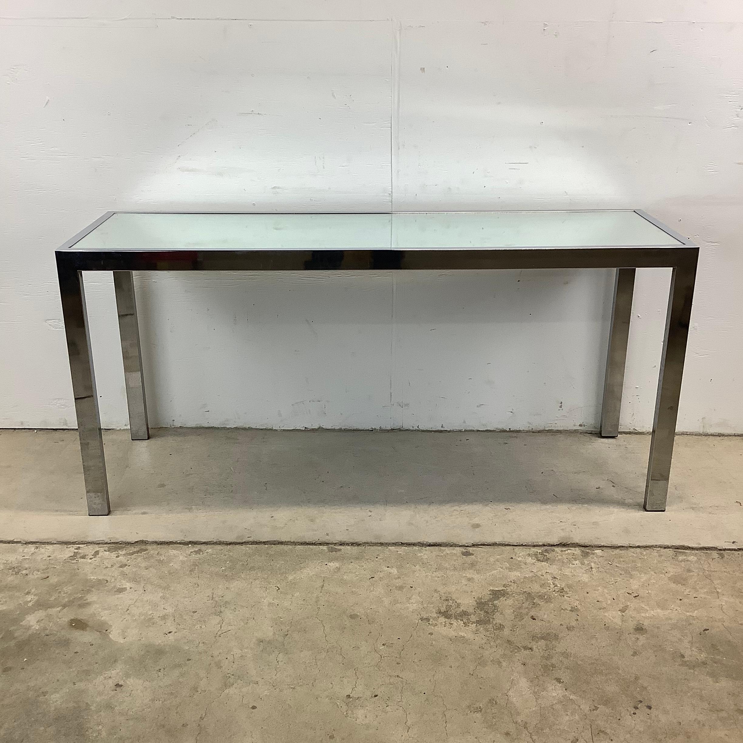 Vintage Modern Chrome and Glass Console Table For Sale 1