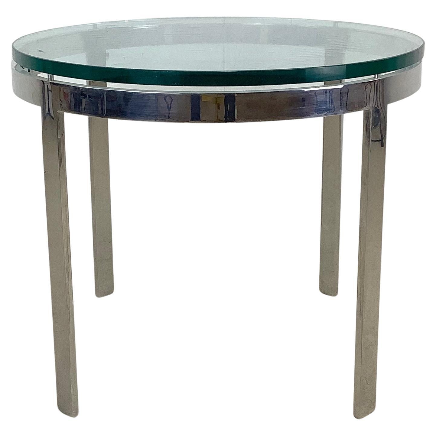 Vintage Modern Chrome And Glass End Table Attr. Nico Zographos