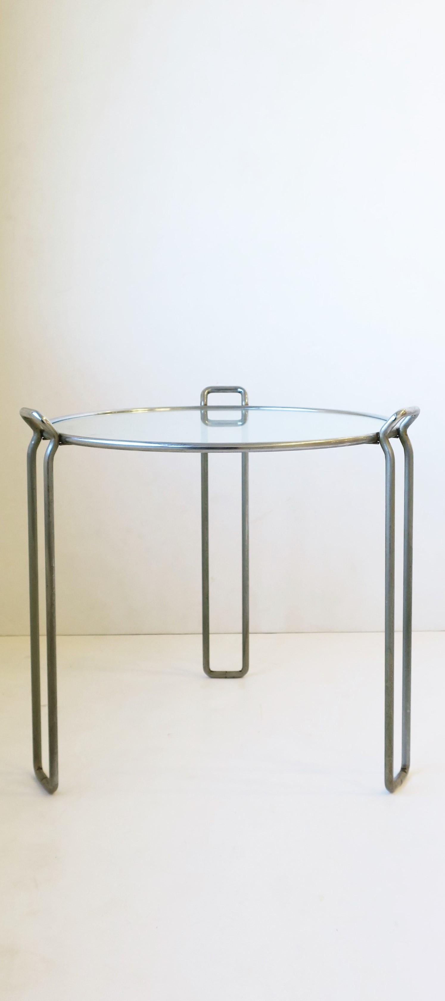 Vintage Modern Chrome and Glass Side or Drinks Table, circa 1960s 1