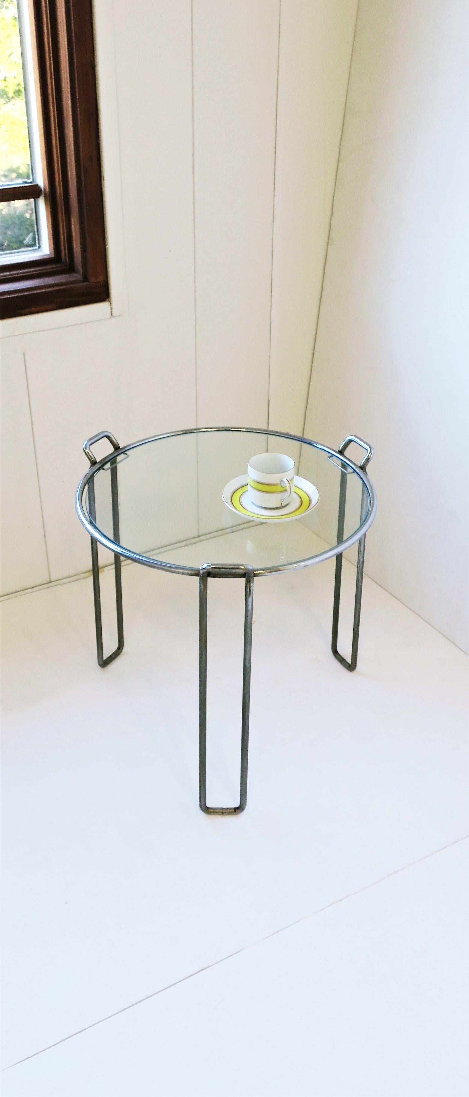 Vintage Modern Chrome and Glass Side or Drinks Table, circa 1960s 4