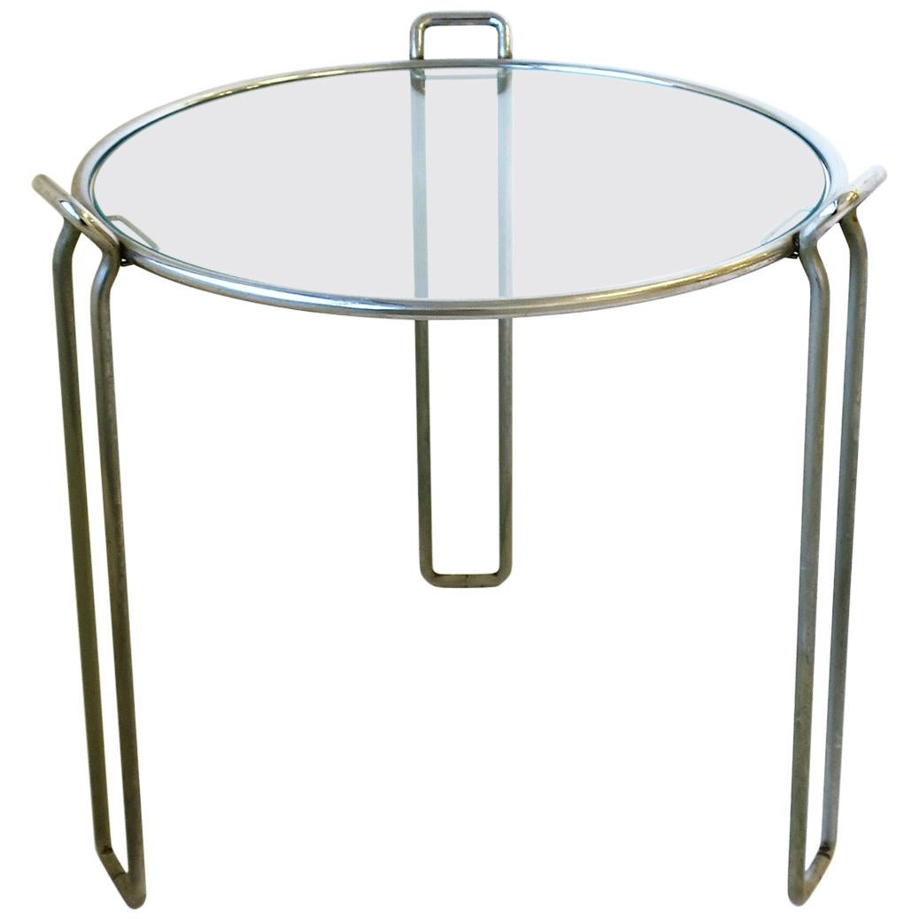 Vintage Modern Chrome and Glass Side or Drinks Table, circa 1960s
