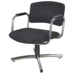 Vintage Modern Chrome & Black Office Armchair 4 Prong Base Style Steelcase:: 1970