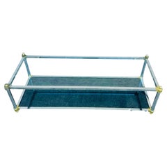 Vintage Modern Chrome, Brass & Glass Two-Tier Coffee Table