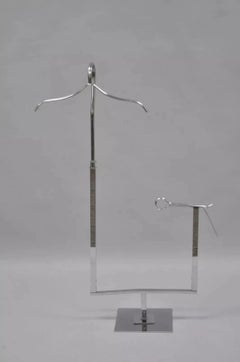 Vintage Modern Chrome Metal Table Top Gentleman's Clothing Valet Hanger