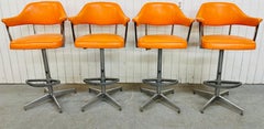 Vintage Modern Chrome Swivel Bar Stools - Set of 4