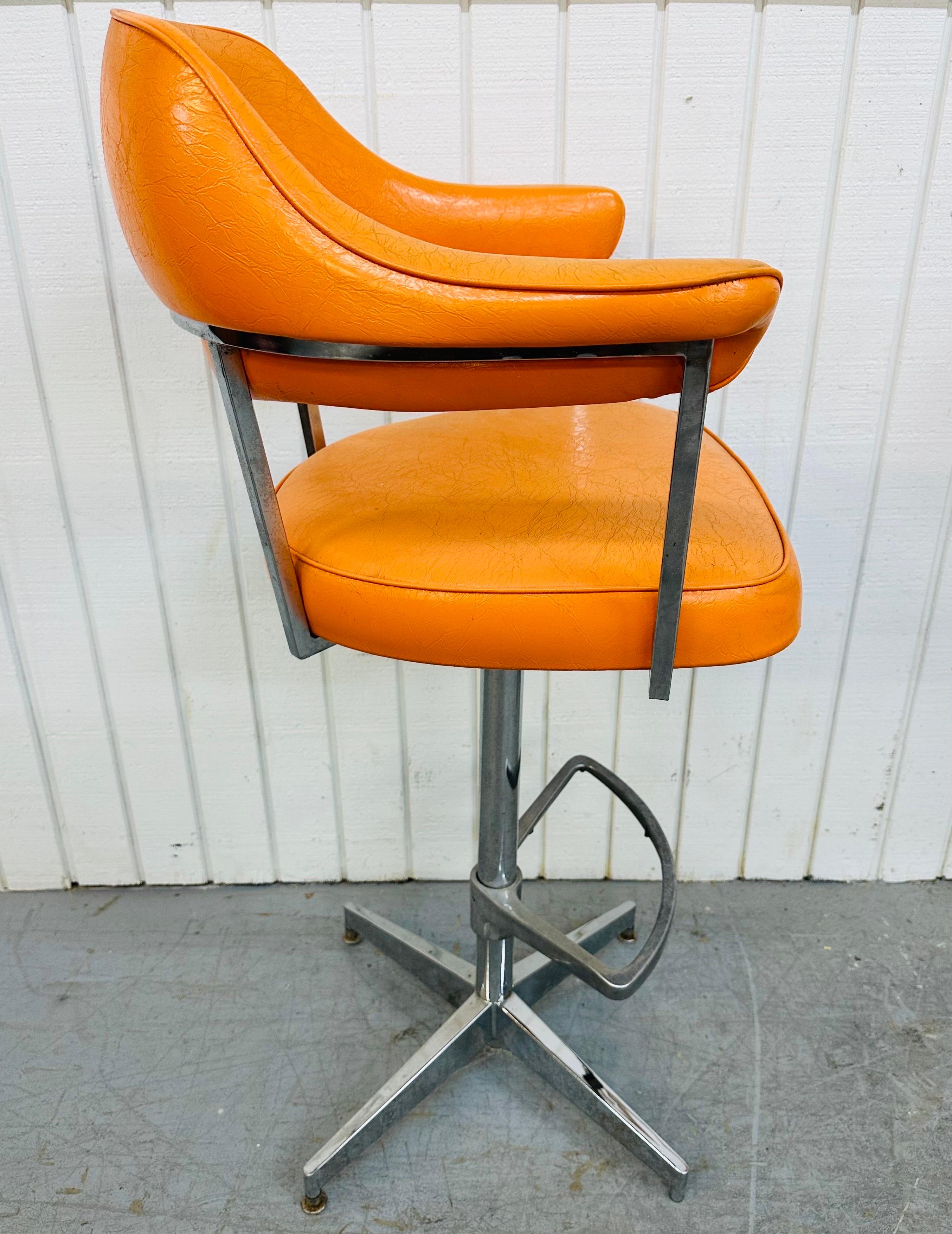 20th Century Vintage Modern Chrome Swivel Bar Stools - Set of 4