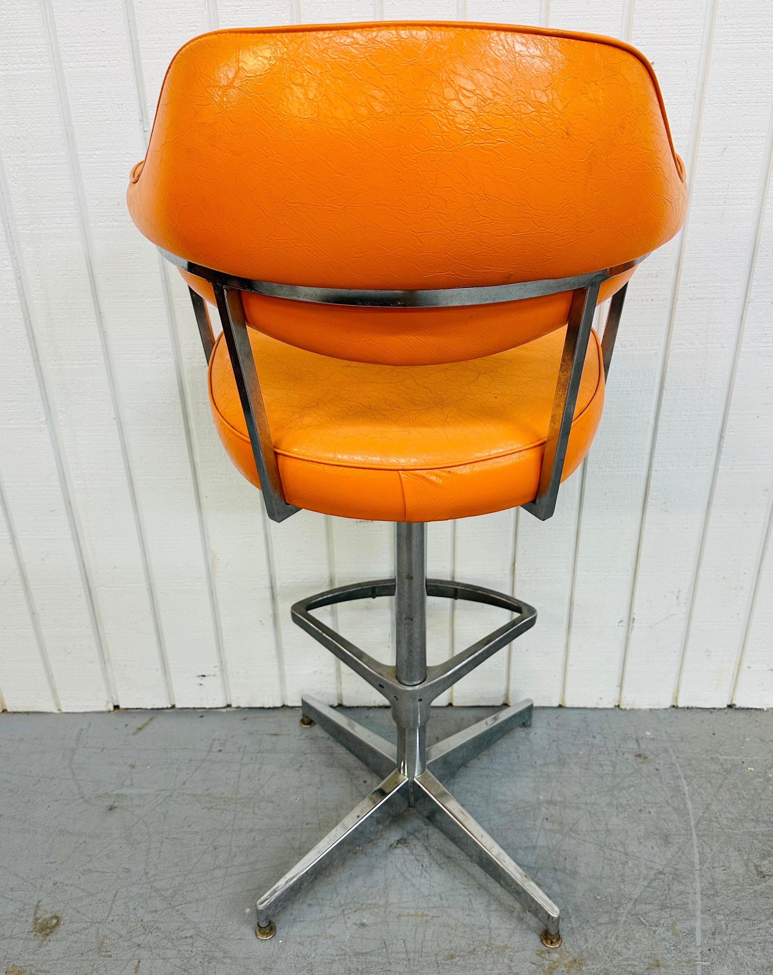 Leather Vintage Modern Chrome Swivel Bar Stools - Set of 4