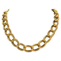 Vintage Italian Solid 14K Yellow Gold Link Necklace, Circa 1960, 40.3g