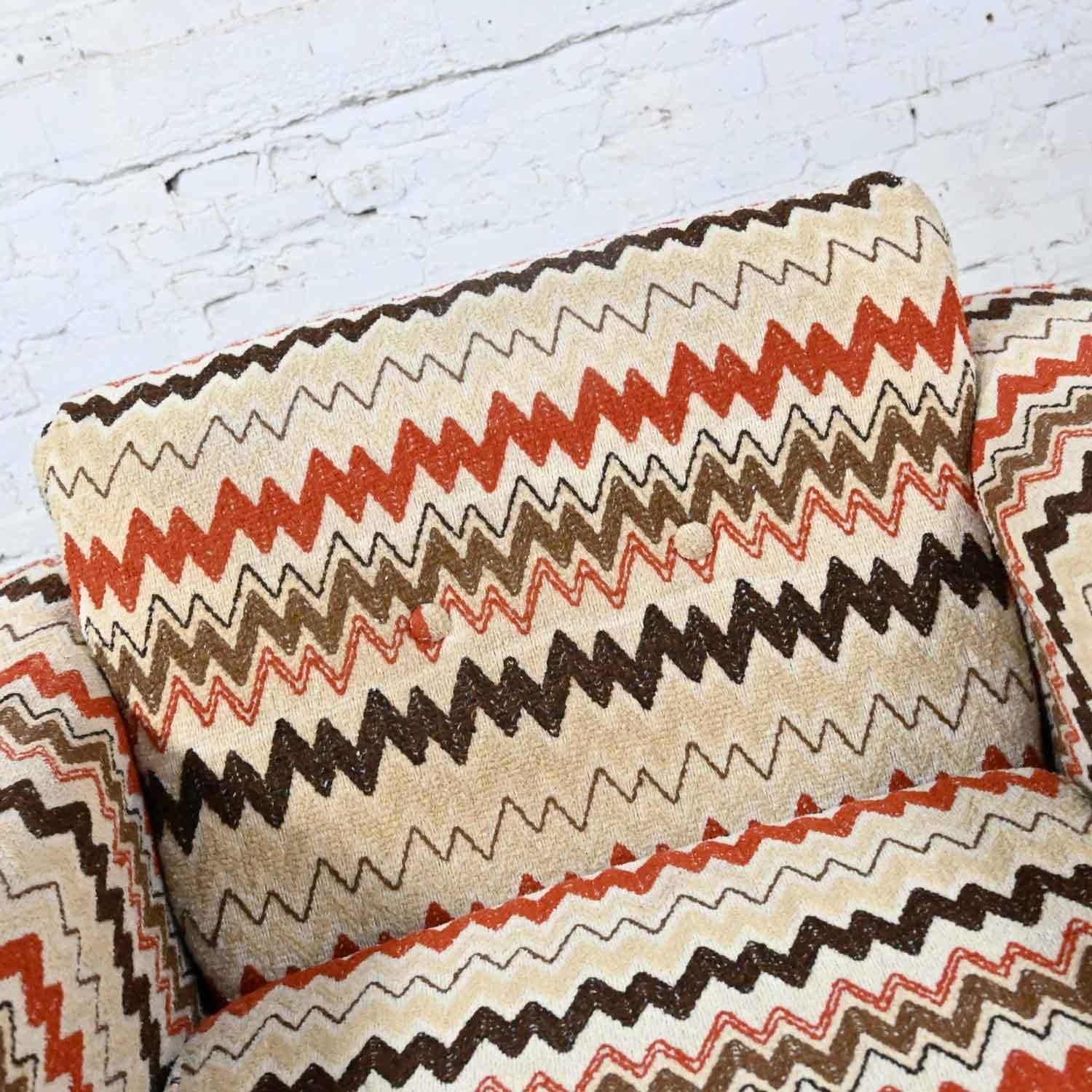 Vintage Modern Club Chair Flame Stich Geometric Fabric by Gaines of Tennessee 1