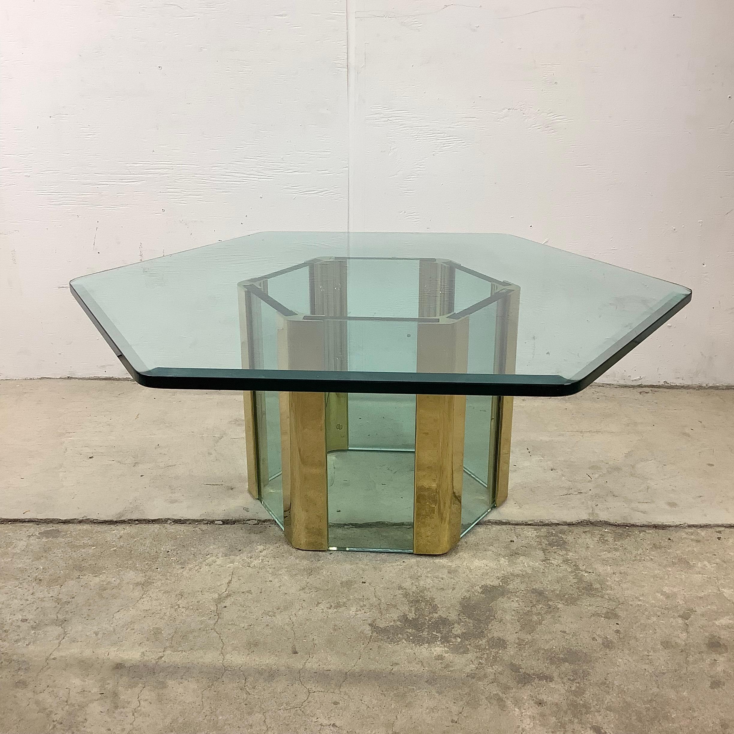 Beveled Vintage Modern Coffee Table after Leon Rosen for Pace Collection