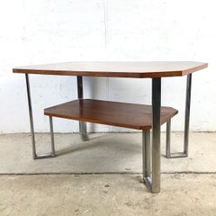 Vintage Modern Coffee Table with Architectural Chrome Base