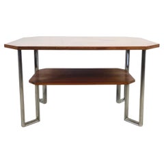 Vintage Modern Coffee Table with Architectural Chrome Base
