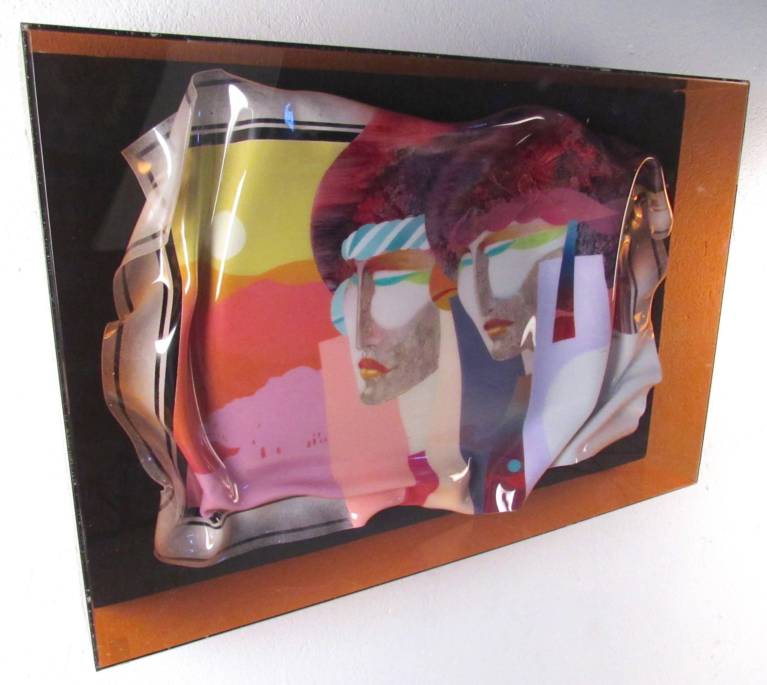 Vintage Modern Colored Glass Wall Art, Signed, circa 1986 In Good Condition In Brooklyn, NY