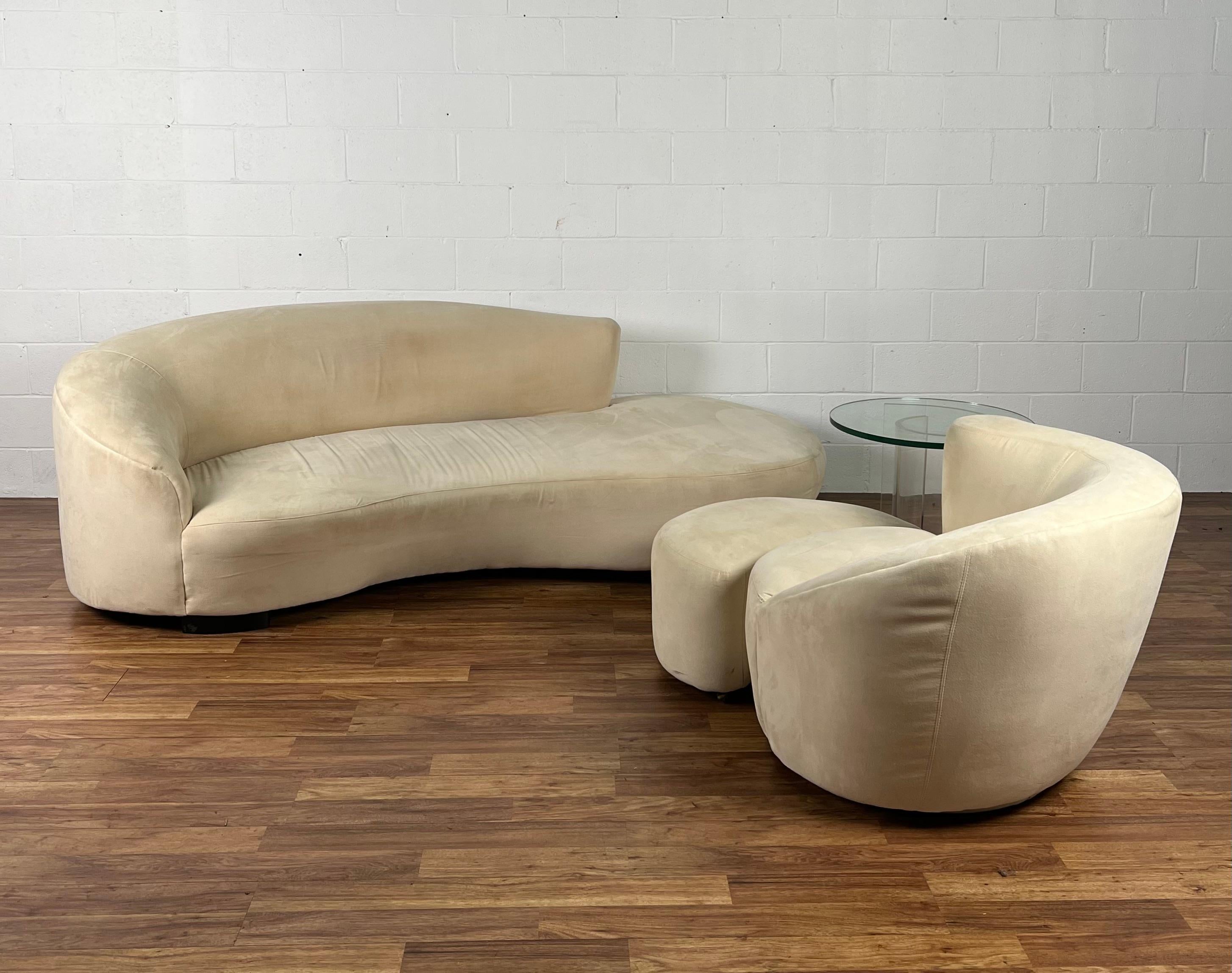 Vintage Modern Contemporary Curved Serpentine Sofa 8