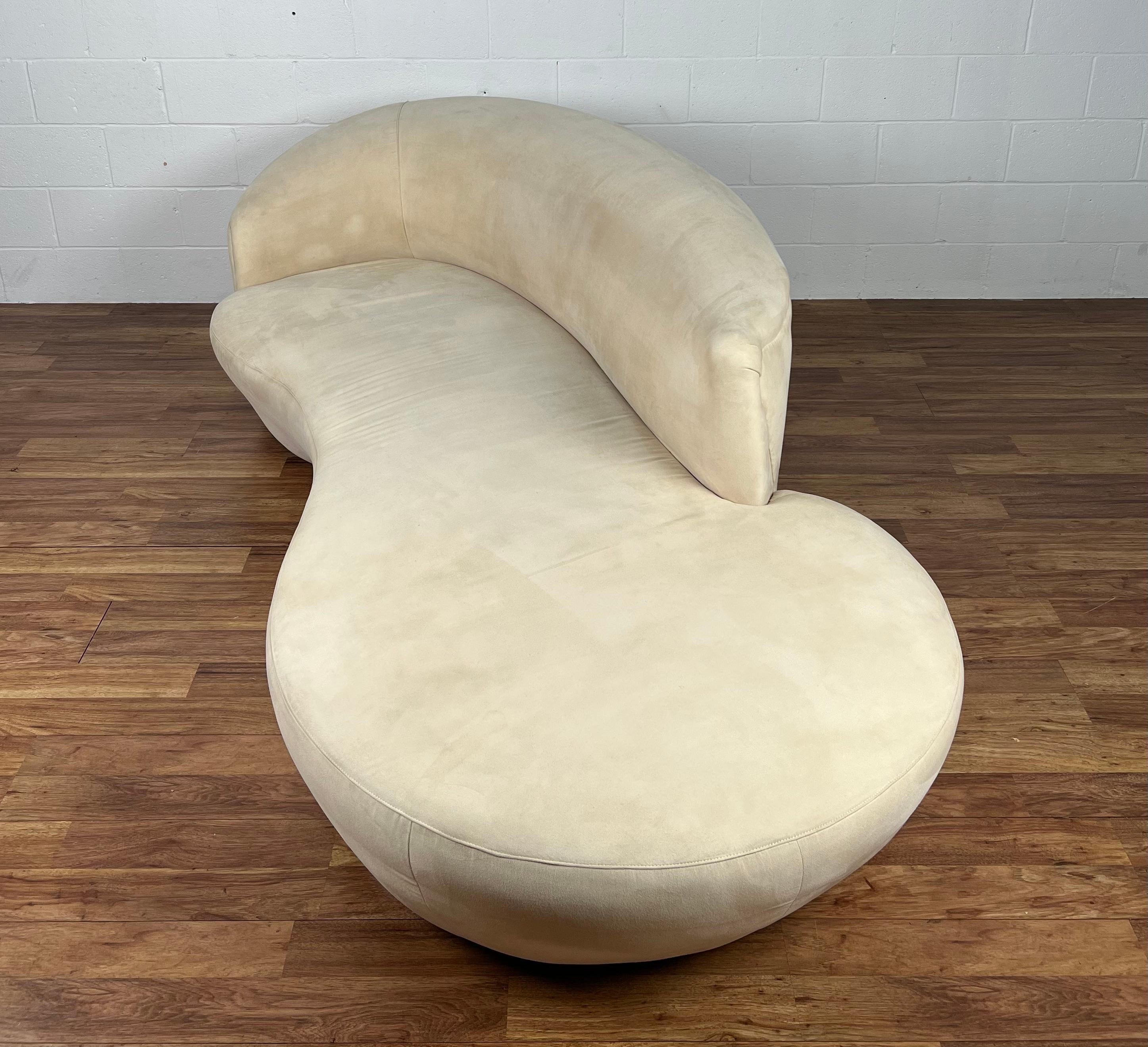 Ultrasuede Vintage Modern Contemporary Curved Serpentine Sofa