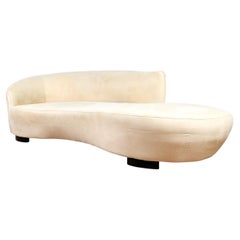 Vintage Modern Contemporary Curved Serpentine Sofa